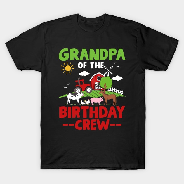 Grandpa Farm Animals Tractor Birthday T-Shirt by CreativeGiftShop